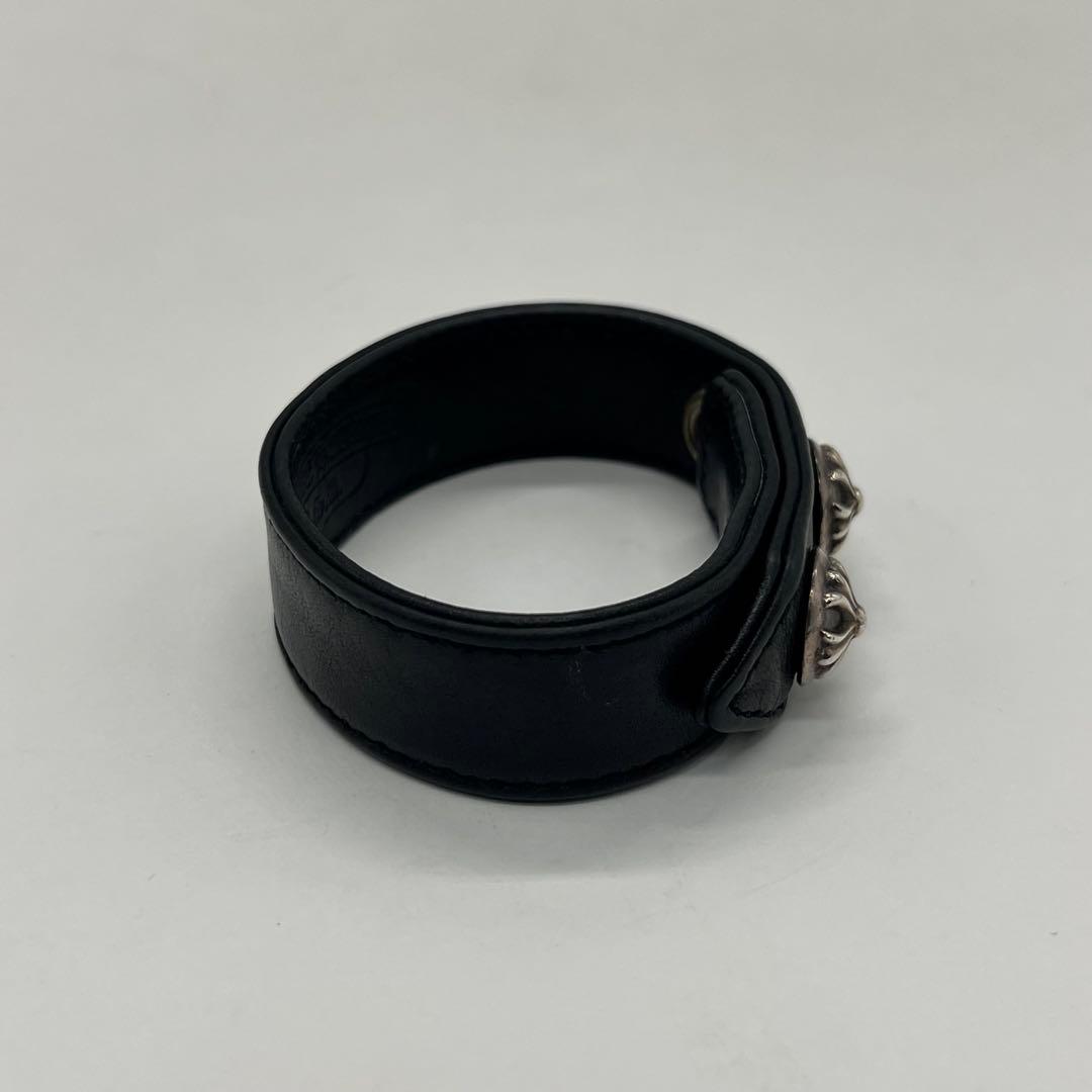 クロムハーツ 3ボタン2スナップ ブレスレット クロスボタン レザー SV925