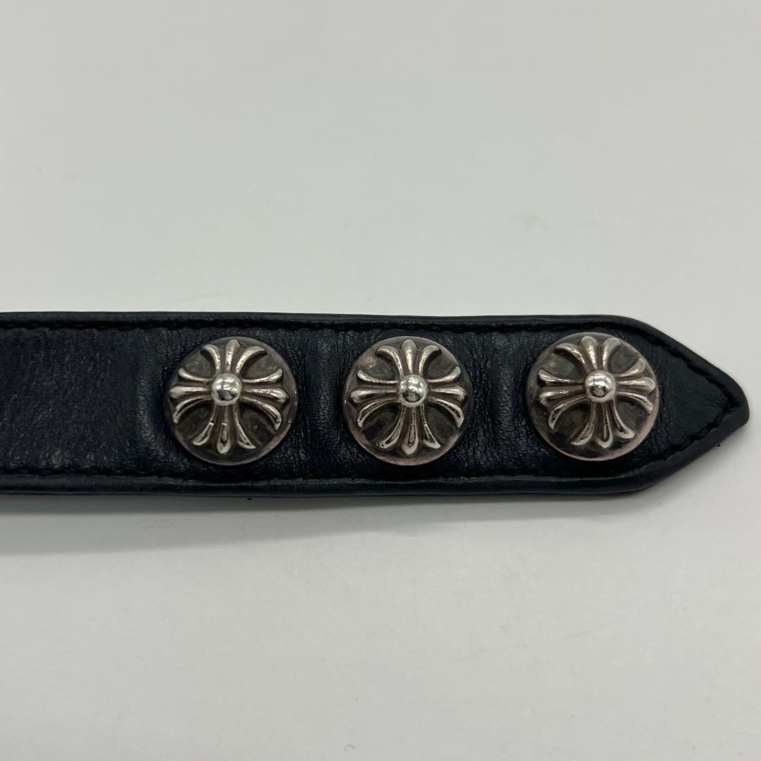 クロムハーツ 3ボタン2スナップ ブレスレット クロスボタン レザー SV925