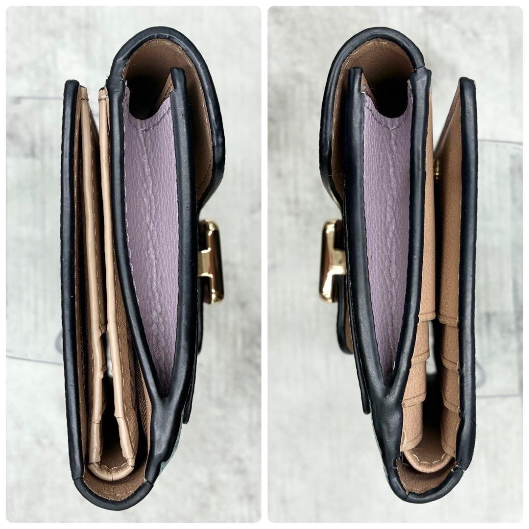 現行 未使用級 コーチ 折り財布 コンパクトウォレット バイカラー ミニ財布