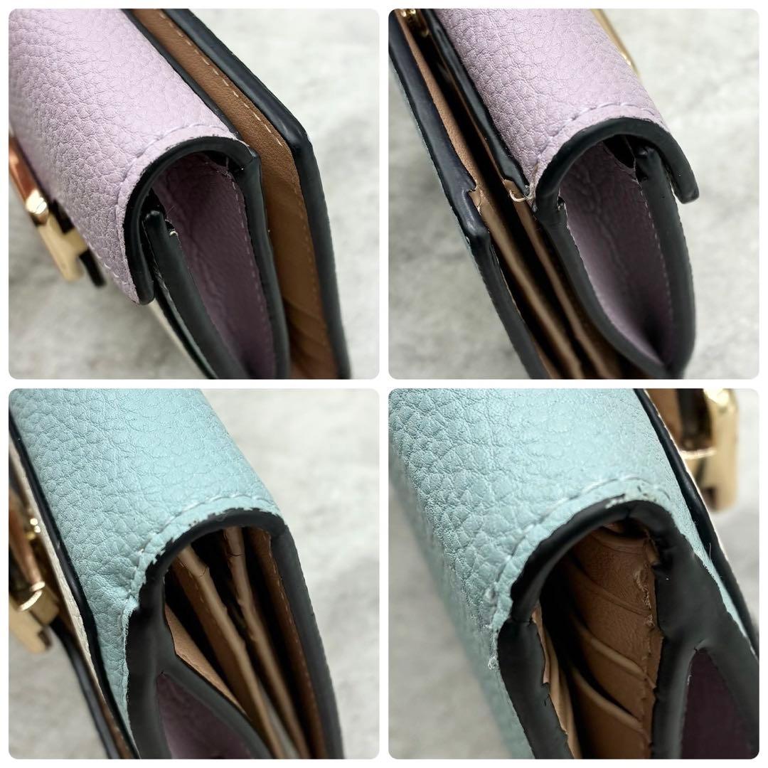 現行 未使用級 コーチ 折り財布 コンパクトウォレット バイカラー ミニ財布