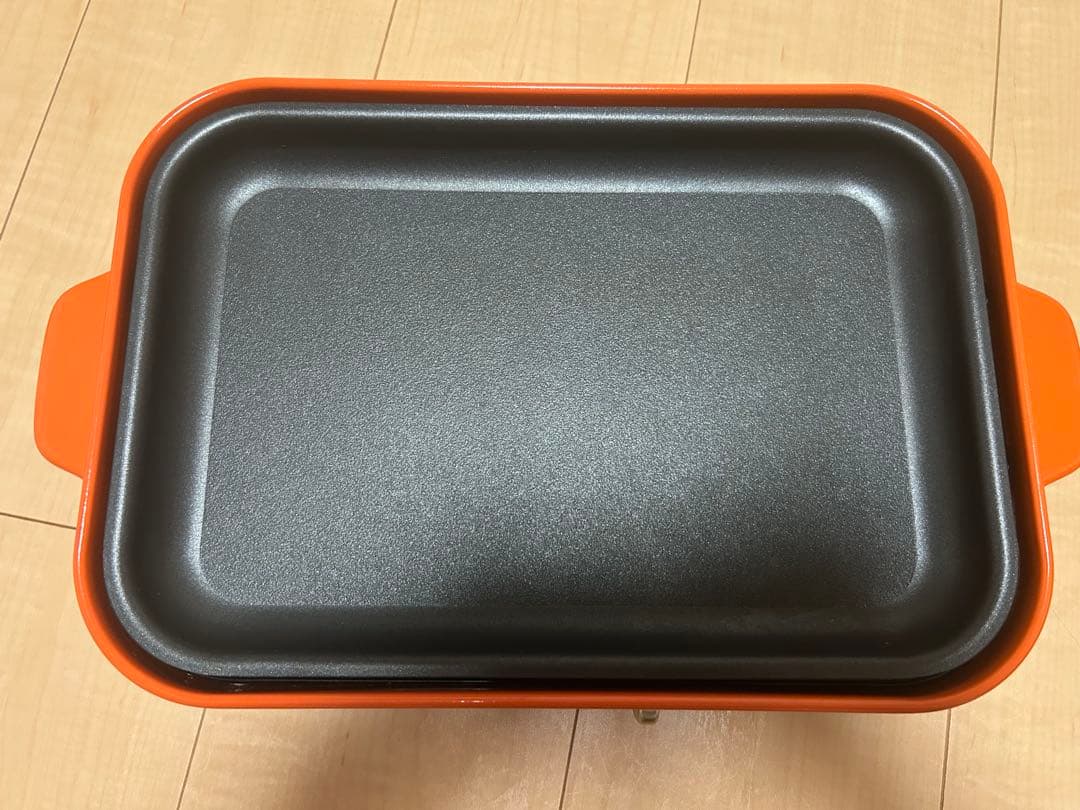 BRUNO コンパクトホットプレート　オレンジ たこやきプレート　鍋プレート付き