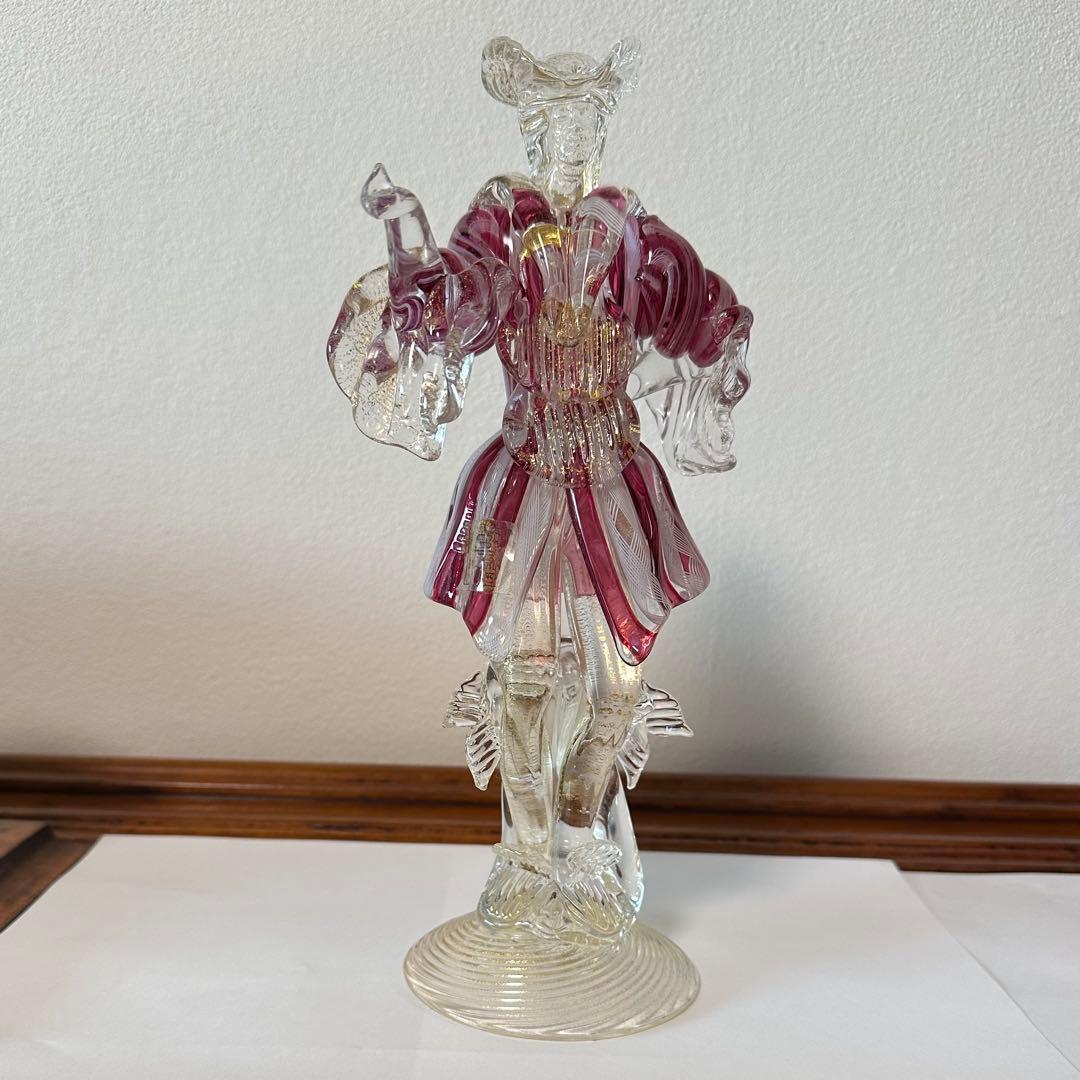 ☆ムラーノ☆ベネチアングラス☆バラリンレース／金彩☆大型 フィギュリン☆2体☆