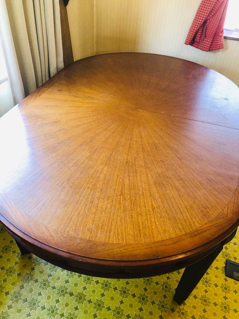 出た！！アンティーク　エクステンション　木製楕円形ダイニングテーブル 伸縮可能