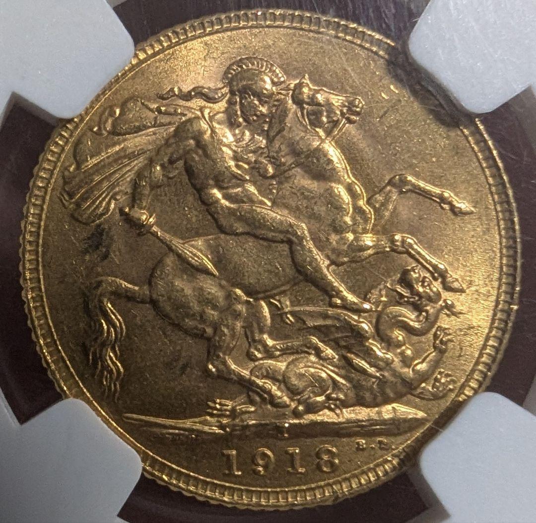【MS64】1918年 英領インド ジョージ5世 1ポンド ソブリン金貨
