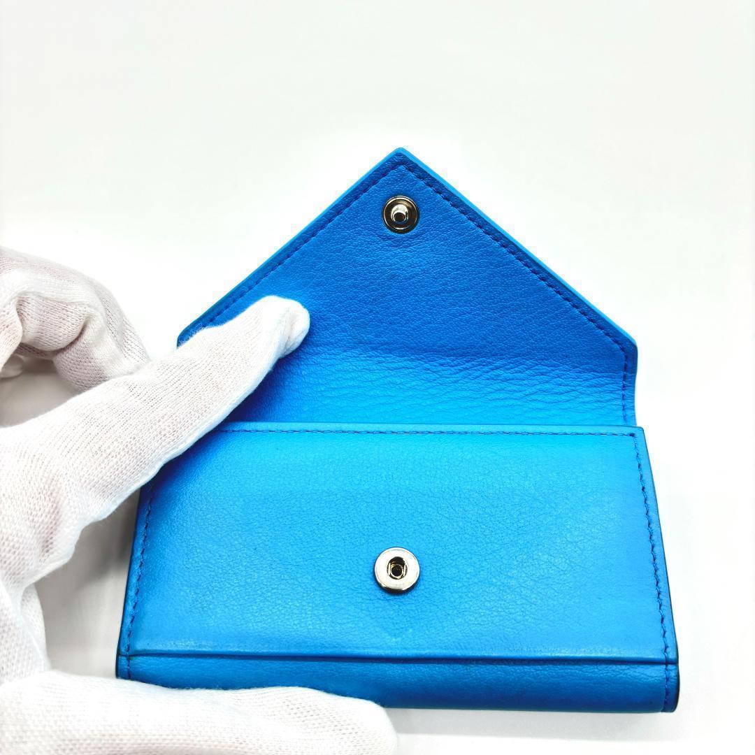 【希少✨】バレンシアガ 三つ折り 6連 キーケース ブルー ペーパー