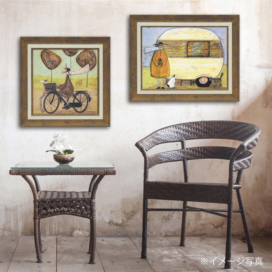 サムトフト「いつも笑顔で」自転車 動物 癒しアート アートパネル 加工ゲル 絵画