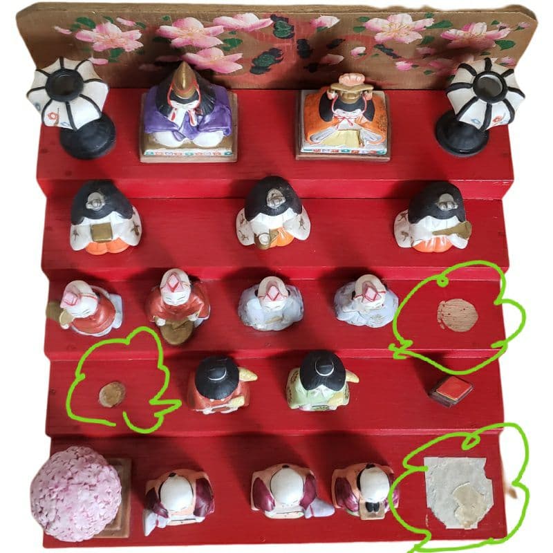 【専用】美品　訳　ヴィンテージのコンパクトなお雛様　全揃い　陶器　阪急デパート