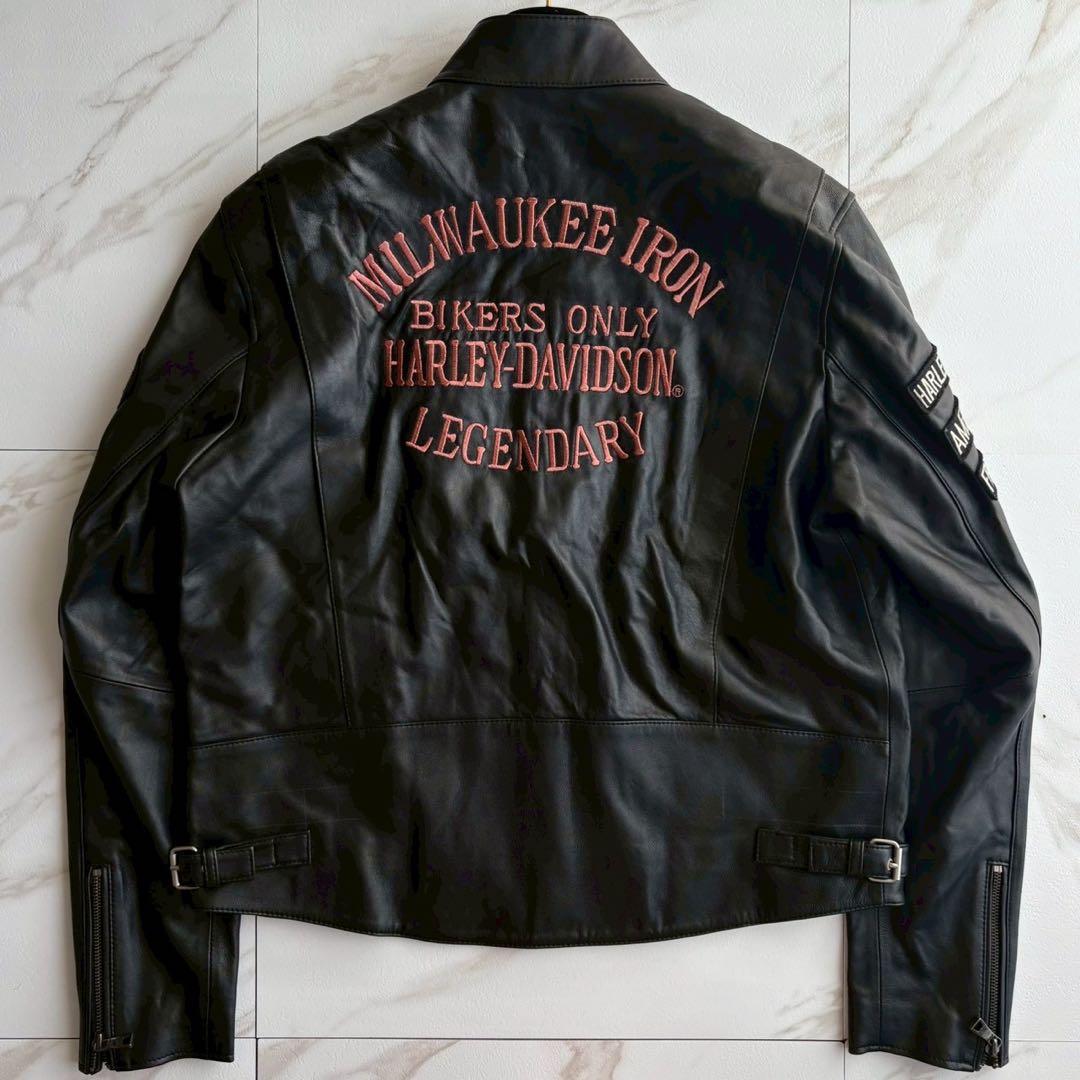 希少◆ハーレーダビッドソン アルパカレザー シングルライダース ジャケット 3L
