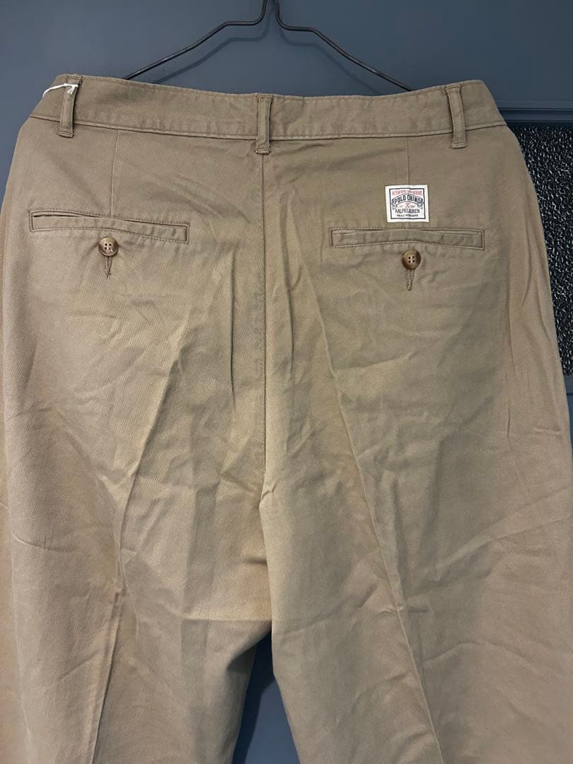 デッドストック　90s ポロ　ラルフローレン　ツータック　チノ　ベージュ