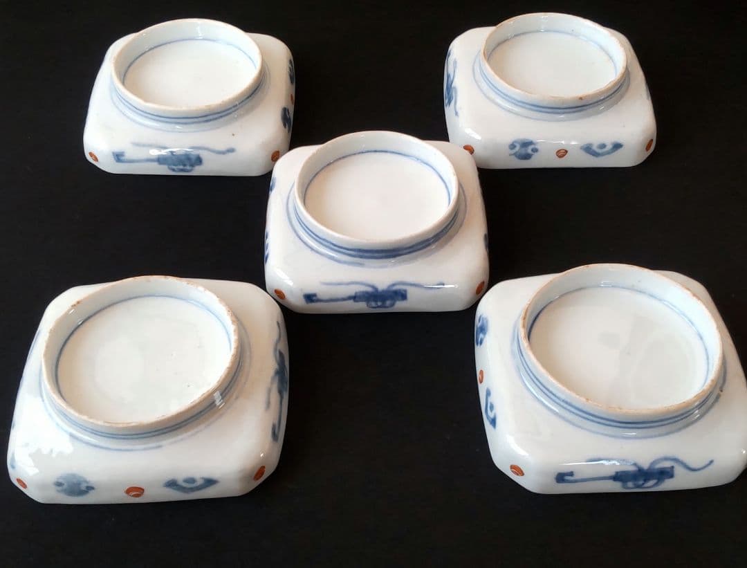 色絵　隅入角皿　5枚