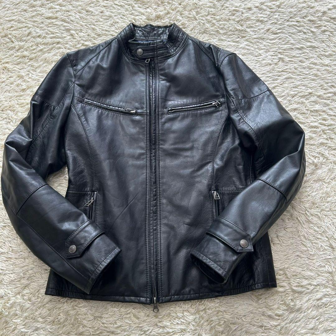 【美品】メンズビギ　ラトルトラップ　本革　シングルライダース　山羊革　黒　M