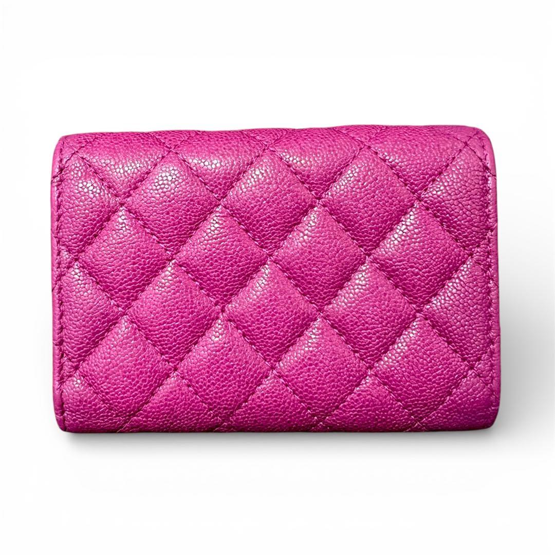 シャネル CHANEL ボーイシャネル キャビアスキン マトラッセ 三つ折り財布