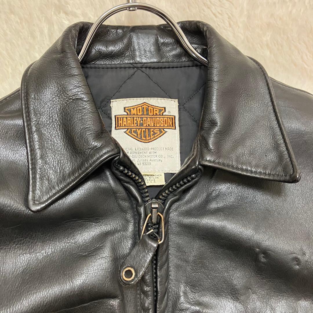 ハーレーダビッドソン 裏地キルティング 本革 レザージャケット ライダース 38