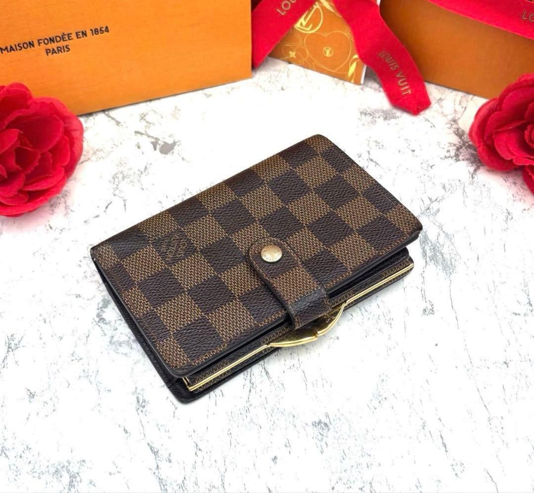 【極美品】ルイヴィトン ポルトフォイユ ヴィエノワ ダミエ がま口 二つ折り財布