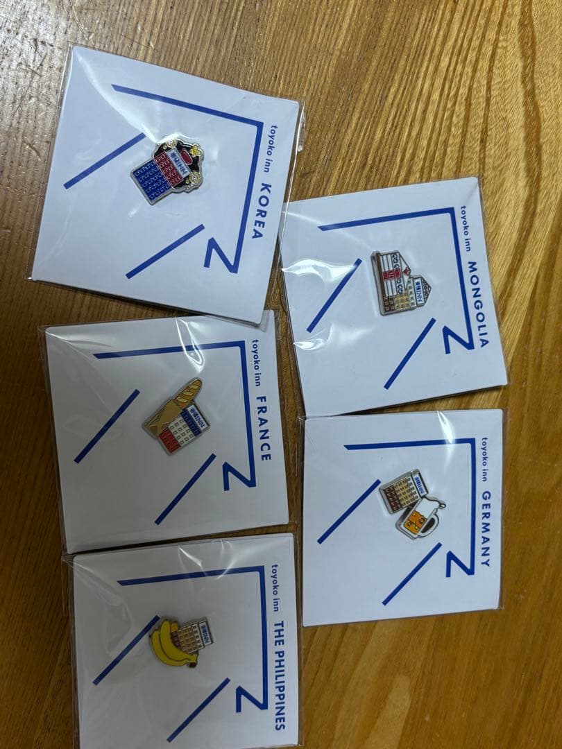 東横イン各国ピンバッジセット（モンゴル・ドイツ・韓国・フランス・フィリピン）