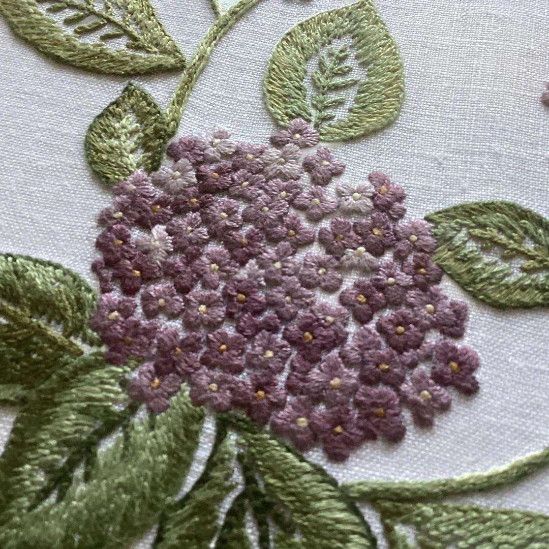 紫陽花　刺繍　額装