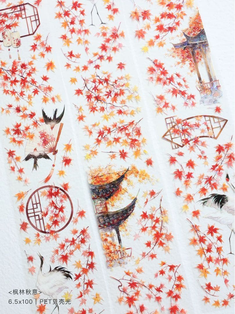 【7949】海外　マステ　5m巻売り　貝殻光マスキングテープ　楓