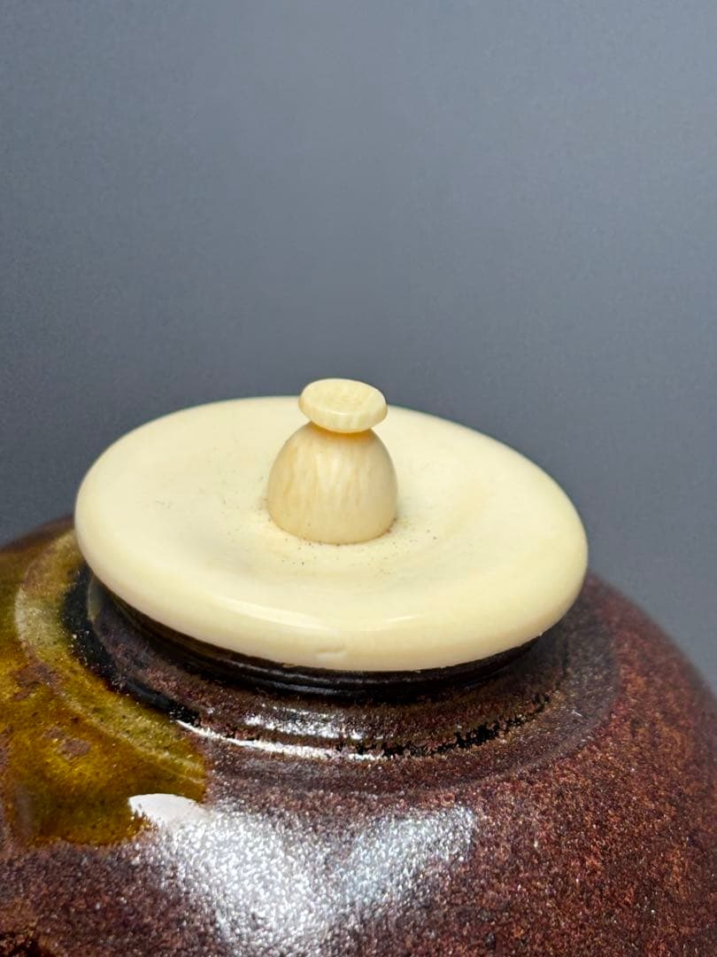 【未使用極美品】笹田有祥造 茶入 摸京極茄子 大名物　共箱 金箔