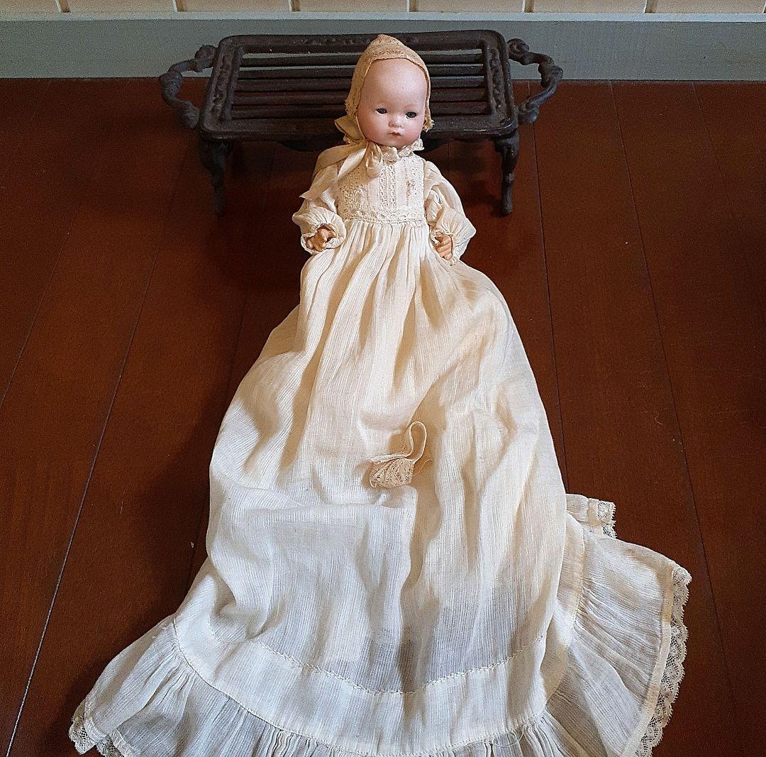 ⭐可愛いです！！目を閉じる！アンティークビスクドール　クッション付き　18