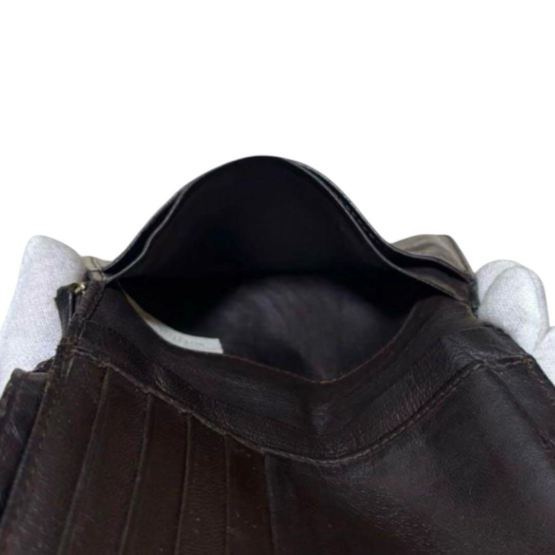 人気　ボッテガヴェネタ　折り財布　レザー　ダークブラウン　イントレチャート