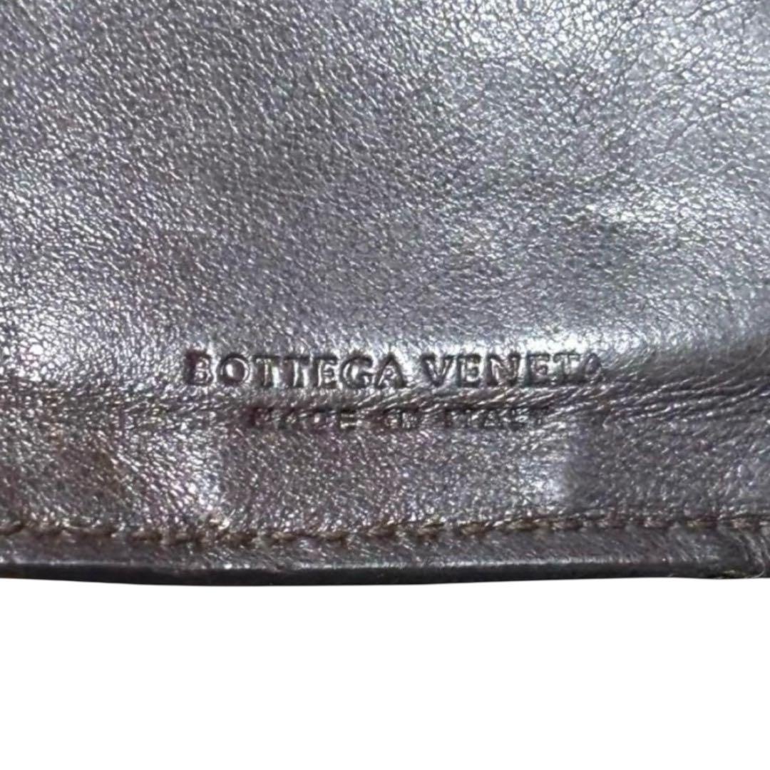 人気　ボッテガヴェネタ　折り財布　レザー　ダークブラウン　イントレチャート