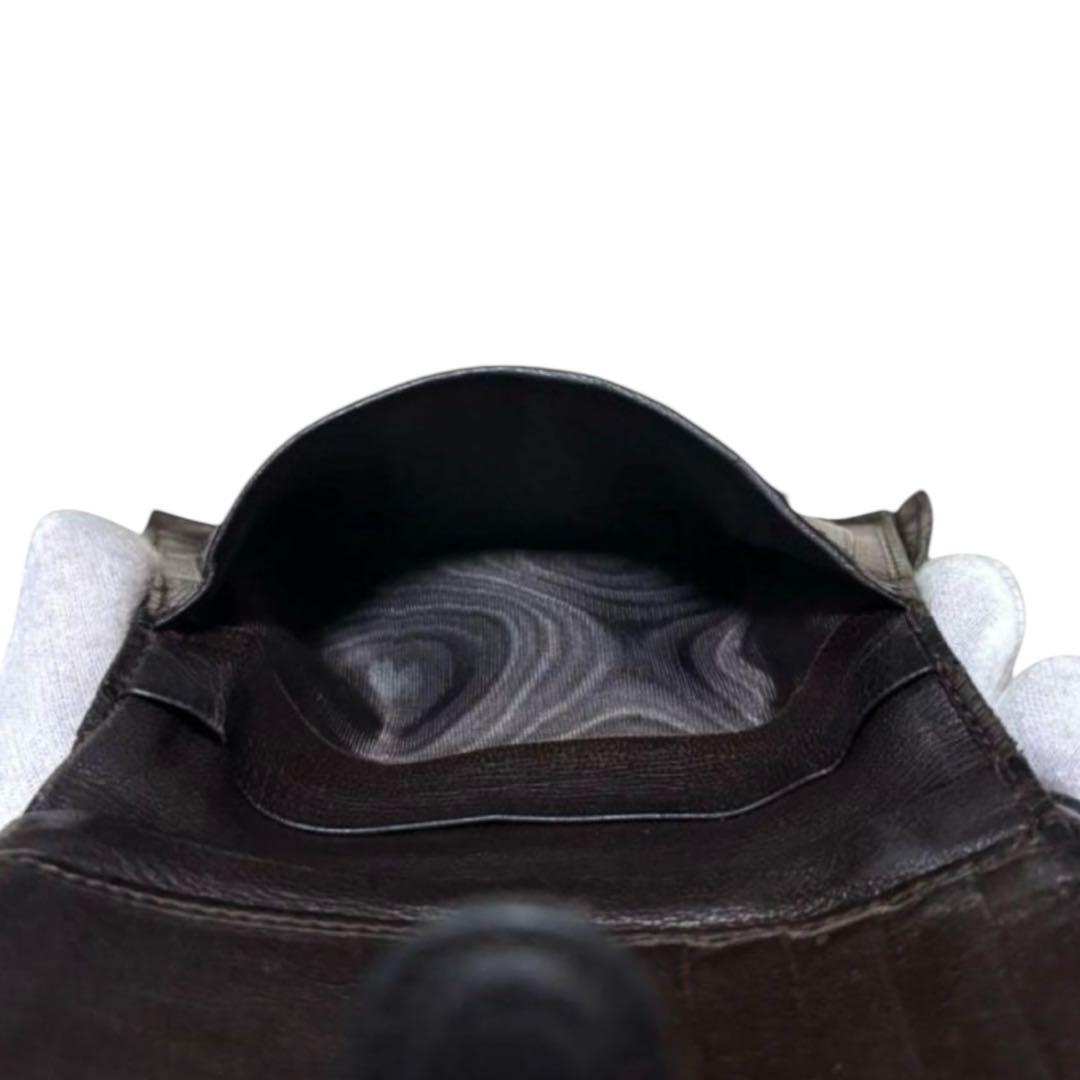 人気　ボッテガヴェネタ　折り財布　レザー　ダークブラウン　イントレチャート