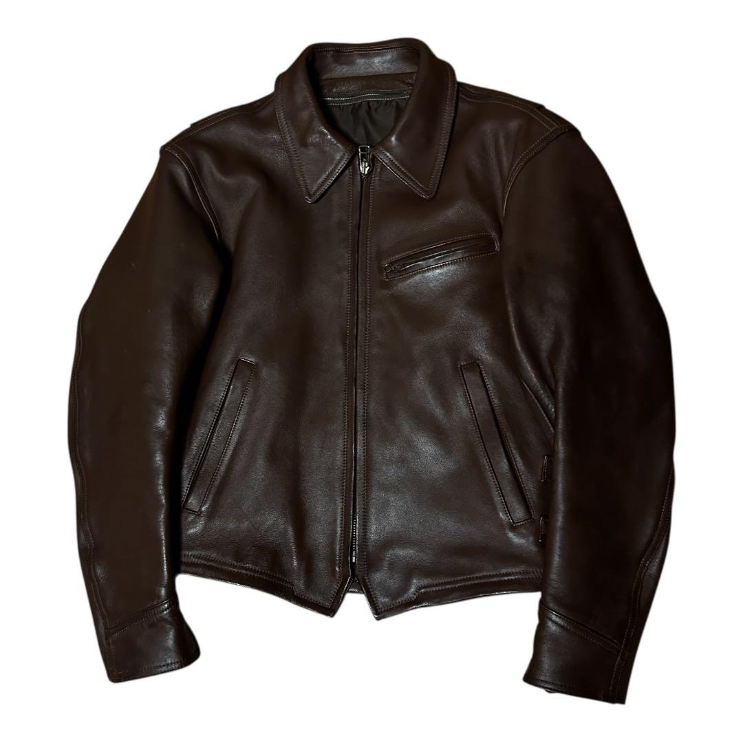 中古品 HAROLD'S GEAR 襟付き シングルライダース M ブラウン