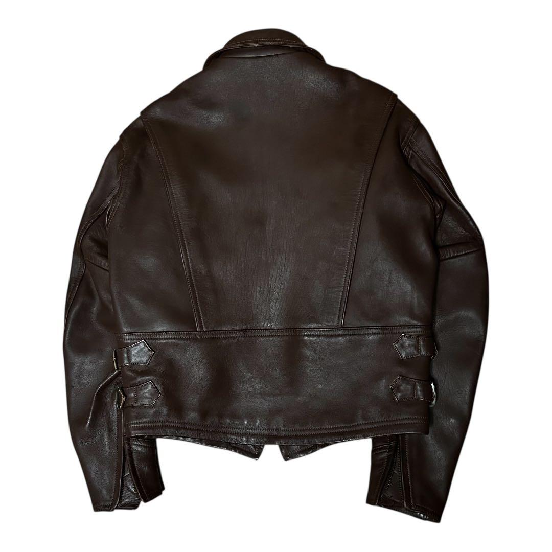 中古品 HAROLD'S GEAR 襟付き シングルライダース M ブラウン