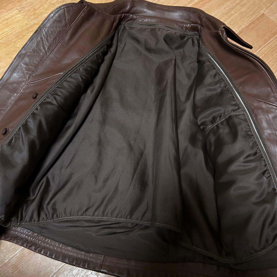 中古品 HAROLD'S GEAR 襟付き シングルライダース M ブラウン