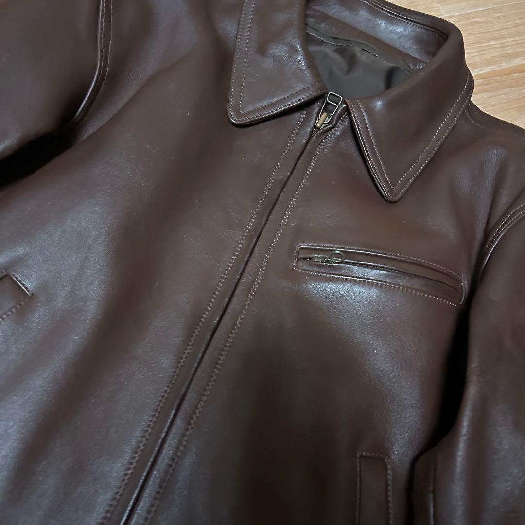 中古品 HAROLD'S GEAR 襟付き シングルライダース M ブラウン