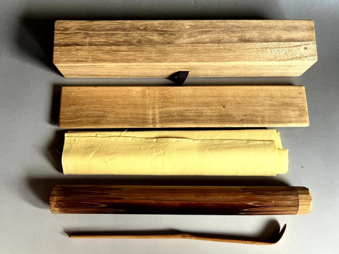 茶杓■竹製茶杓 住大徳桂堂 大徳寺 吉口桂堂 竹筒 蔵出 銘 善寺心？時代物■