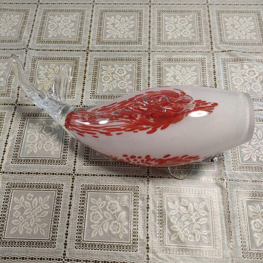 \"未使用\"　小樽北一硝子製『錦鯉』紅白