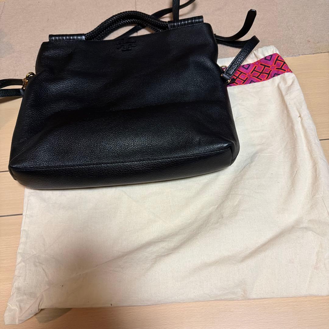 トリーバーチ/ブラックレザーショルダーバッグ 保存袋付き