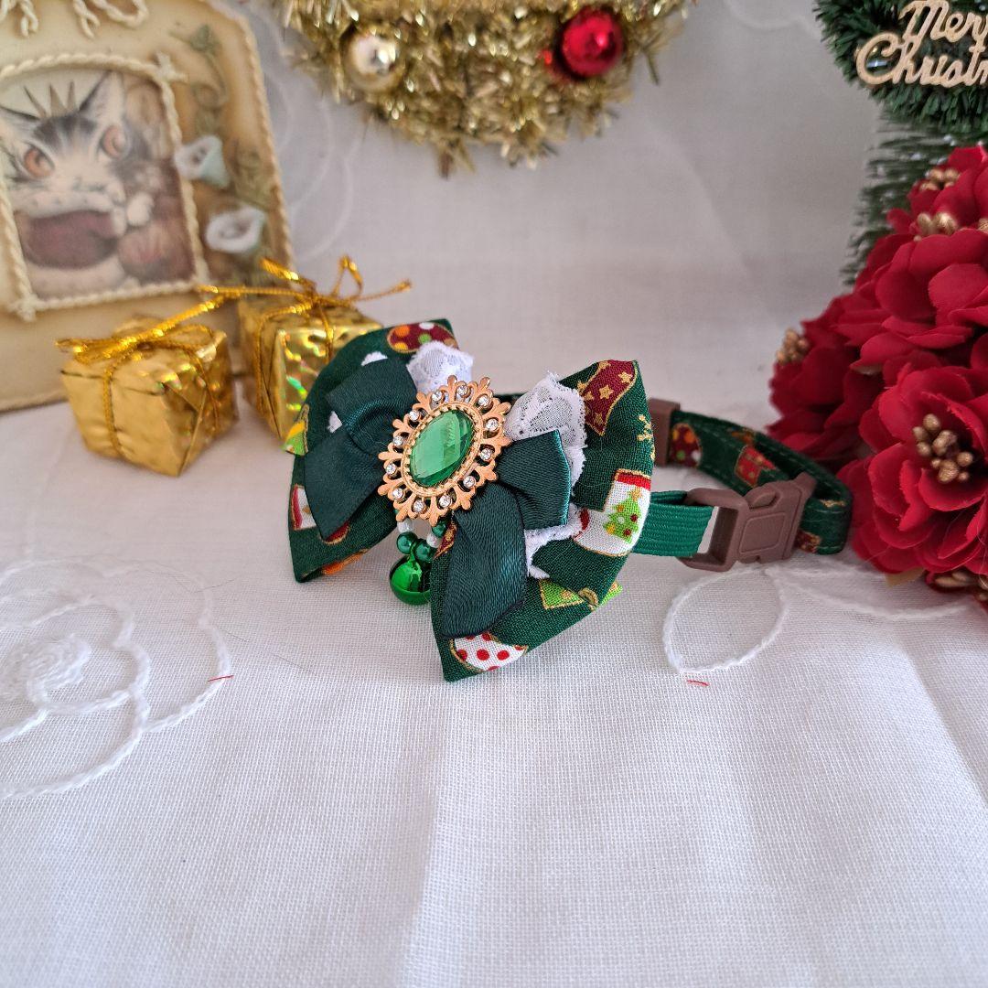 クリスマスシリーズ(緑靴下)わんちゃん猫ちゃん用首輪