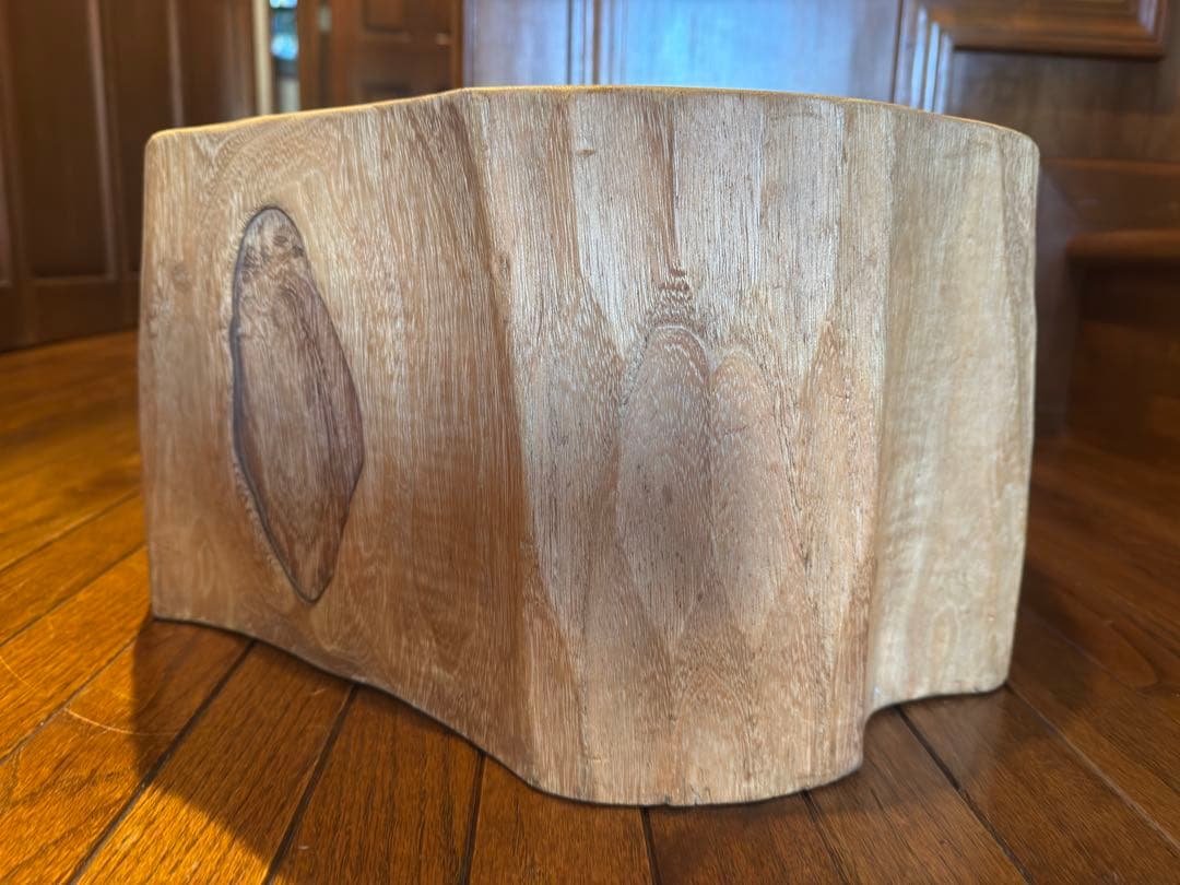 天然木 くり貫き 火鉢 銅版落とし ＊ アンティーク 古民家 切株 茶道具