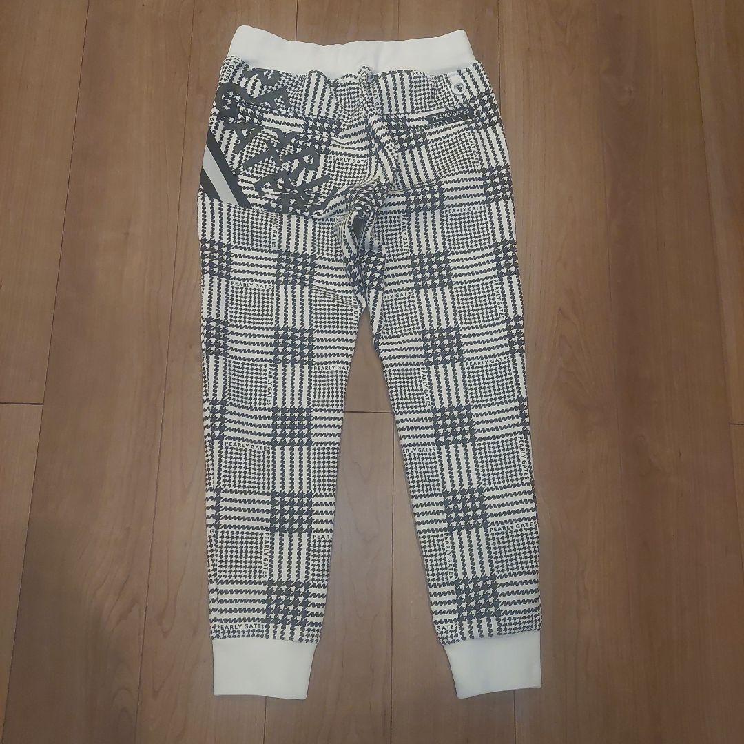 【美品】パーリーゲイツ　千鳥柄　パーカー　パンツ 上下セット チェック　白　黒