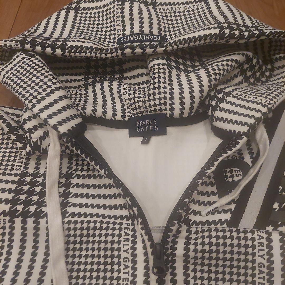 【美品】パーリーゲイツ　千鳥柄　パーカー　パンツ 上下セット チェック　白　黒