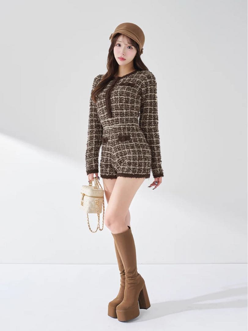 Darich キルティングパールスクエアミニバッグ ゴールドパーツ アイボリー