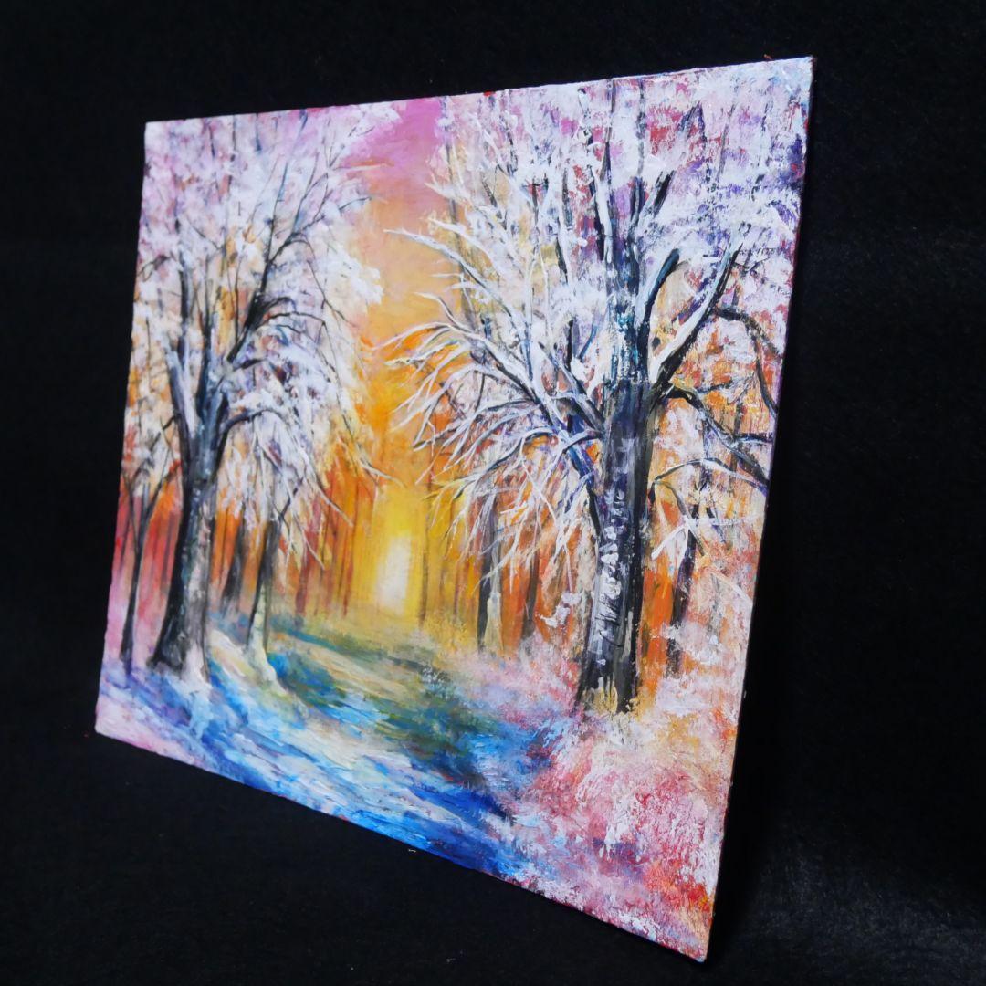 油絵 油彩 油彩画 絵 絵画【冬の夕陽】