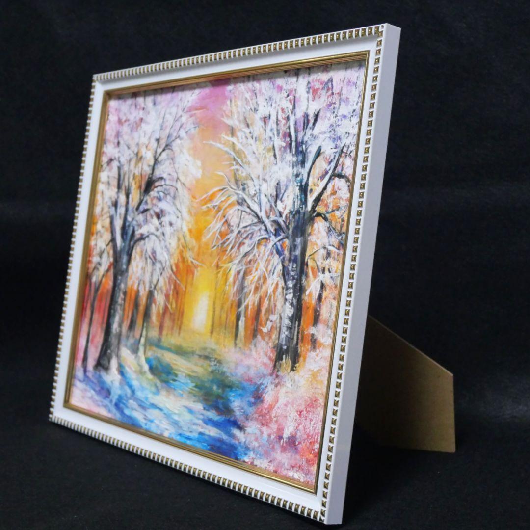 油絵 油彩 油彩画 絵 絵画【冬の夕陽】