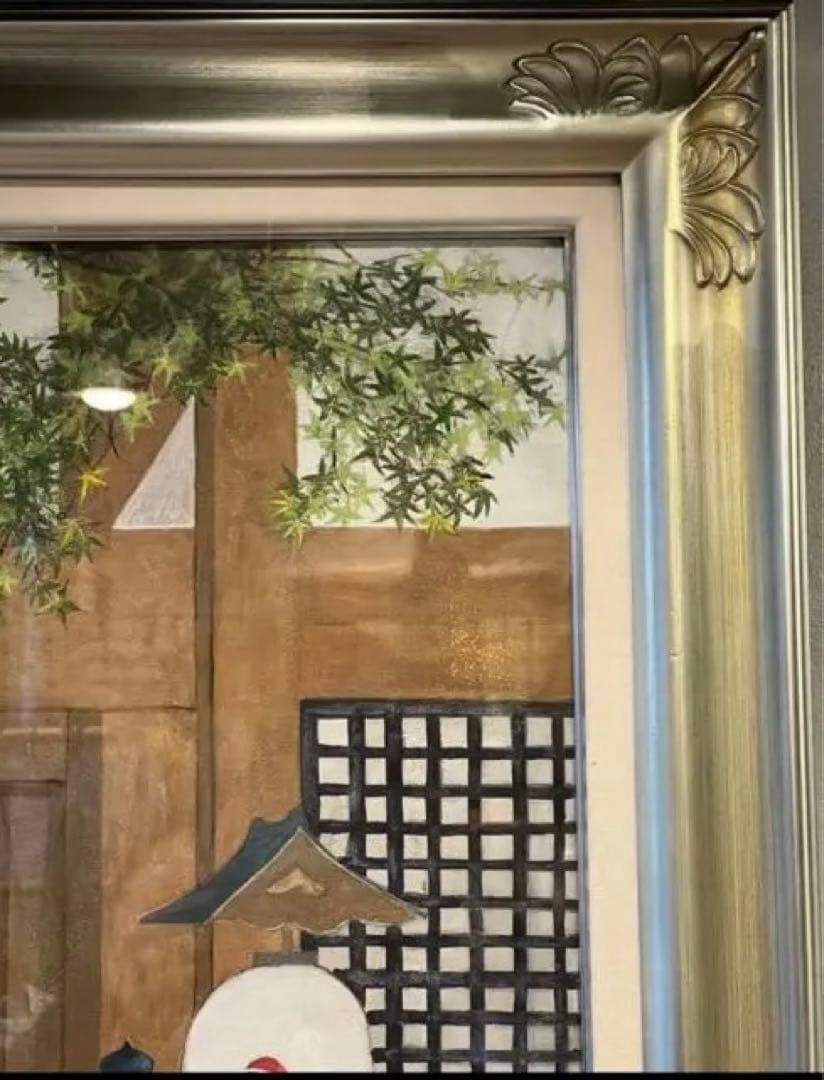 お買い得送料込み美品　超大作京都神社に舞子さん大型水彩画¥180000大幅値下げ