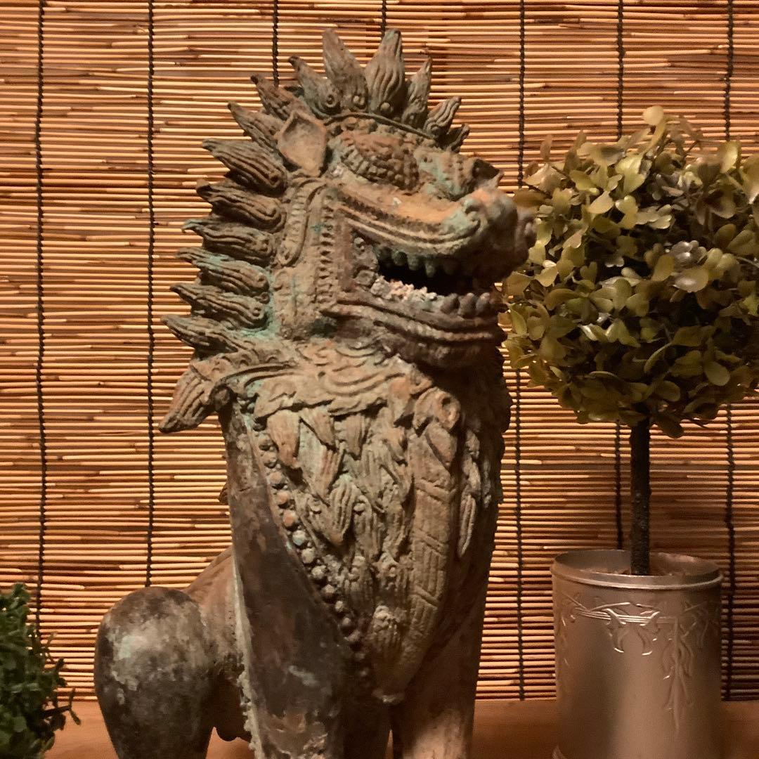 中国唐代「聖獣・唐獅子」神獣・霊獣・魔除け・守護・初唐様式・青銅・出土発掘