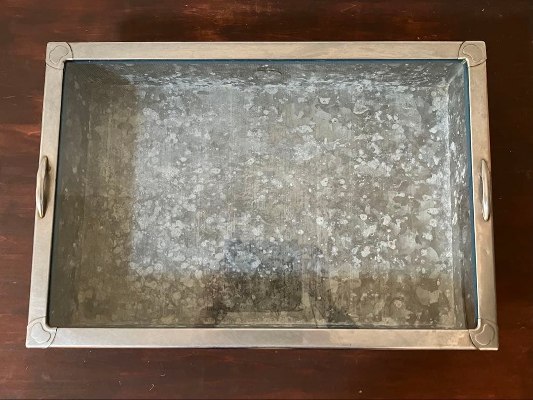 昭和レトロ　ブリキ製ガラス蓋ケース　ブリキ製ショーケース（1枚扉、取り外し可能）