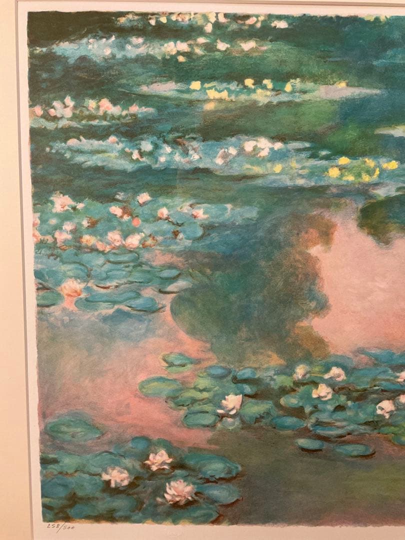 クロード・モネ　「睡蓮」　リトグラフ　刷り師サイン・エンボス印・エディション有り