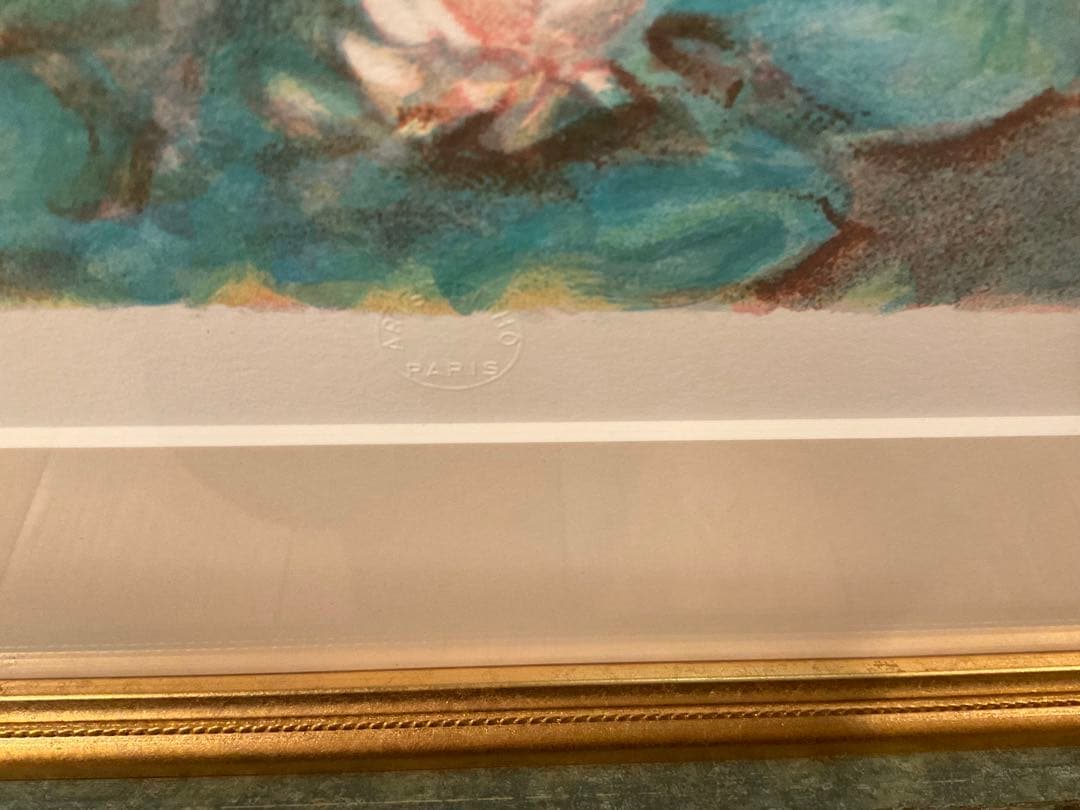 クロード・モネ　「睡蓮」　リトグラフ　刷り師サイン・エンボス印・エディション有り