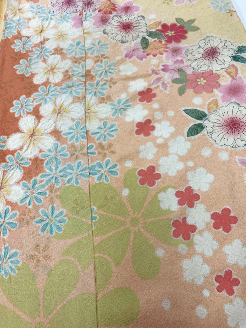 振袖 仮絵羽 桐屋翠山工房 絞り 辻ヶ花 金通し 正絹 未仕立て品 八掛付き