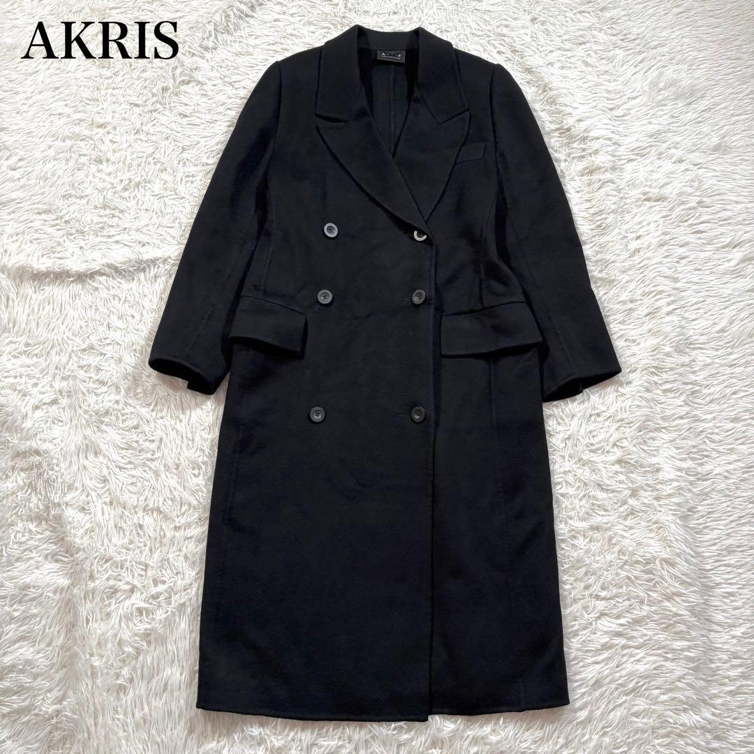 美品✨アクリス　カシミヤ100% リバー チェスター コート ダブル　ブラック