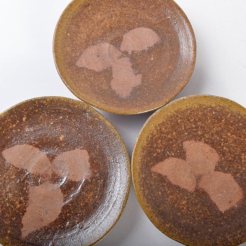 和食器　備前焼　五子窯　前嶋五一郎作　小皿　六客　共布共箱　V　R7665