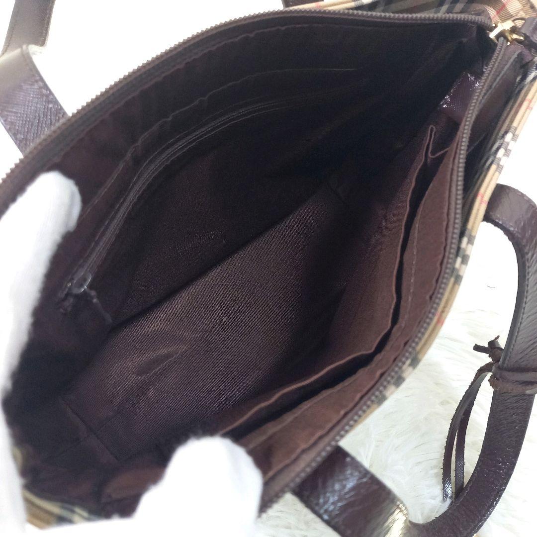 希少✨バーバリー ヴィンテージ ハンドバッグ ノバチェック ブラウン チャーム付