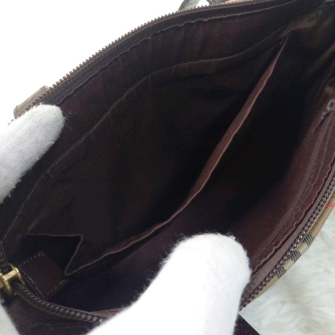 希少✨バーバリー ヴィンテージ ハンドバッグ ノバチェック ブラウン チャーム付